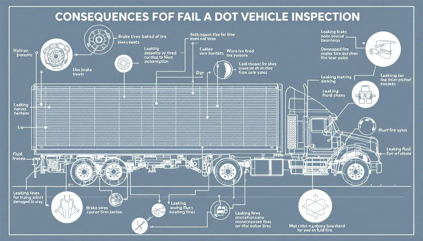 Consequences of failing a DOT vehicle inspection illustrated.